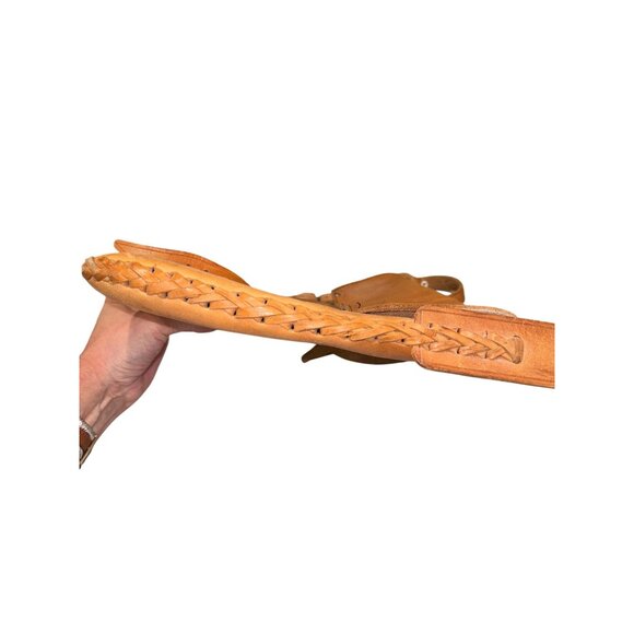 Vintage Congac Leather Messenger Crossbody Bag Adjustable Strap Buckle Closure - Picture 14 of 15